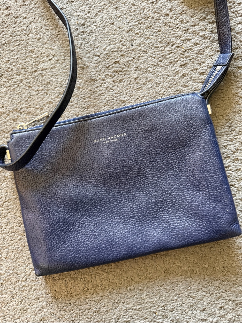 Marc Jacobs Navy Pebbled Leather Crossbody Clutch